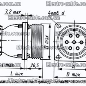 Соединитель низкочастотный цилиндрический ШР16ПК1ЭШ3 вилка - фотография № 1.