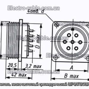 Соединитель низкочастотный цилиндрический ШР20П2ЭШ6 вилка - фотография № 1.