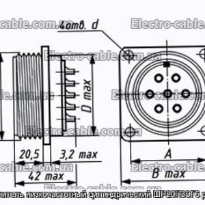 Соединитель низкочастотный цилиндрический ШР20П3ЭГ6 розетка - фотография № 1.