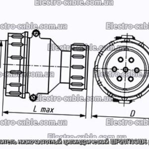З&#39;єднувач низькочастотний циліндричний ШР20П3ЕШ6 розетка - фотографія №1.