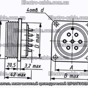 Соединитель низкочастотный цилиндрический ШР20П3ЭШ6 вилка - фотография № 1.