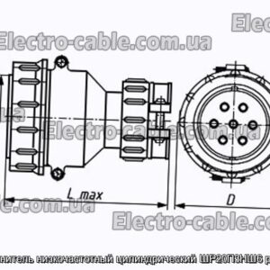 Соединитель низкочастотный цилиндрический ШР20П3НШ6 розетка - фотография № 1.
