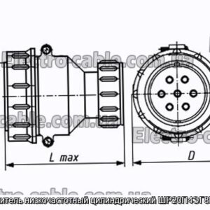 Соединитель низкочастотный цилиндрический ШР20П4ЭГ8Н вилка - фотография № 1.