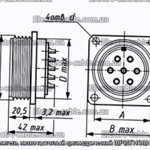 Соединитель низкочастотный цилиндрический ШР20П4ЭШ4 вилка - фотография № 1.