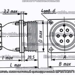 Соединитель низкочастотный цилиндрический ШР20ПК2ЭГ6 розетка - фотография № 1.