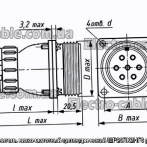 Соединитель низкочастотный цилиндрический ШР20ПК2НГ6 розетка - фотография № 1.