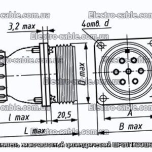 З&#39;єднувач низькочастотний циліндричний ШР20ПК3ЕШ6 вилка - фотографія №1.
