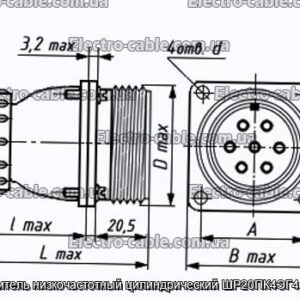 Соединитель низкочастотный цилиндрический ШР20ПК4ЭГ4 розетка - фотография № 1.