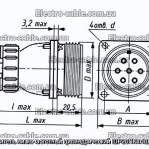 Соединитель низкочастотный цилиндрический ШР20ПК4НШ8 вилка - фотография № 1.