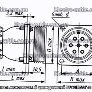 Соединитель низкочастотный цилиндрический ШР20ПК5ЭГ10 розетка - фотография № 1.