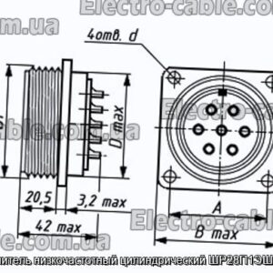 Соединитель низкочастотный цилиндрический ШР28П1ЭШ4 вилка - фотография № 1.