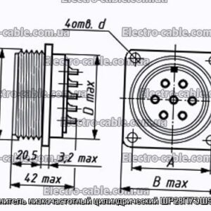 Соединитель низкочастотный цилиндрический ШР28П7ЭШ9 вилка - фотография № 1.