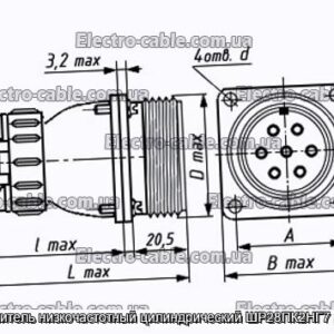 Соединитель низкочастотный цилиндрический ШР28ПК2НГ7 розетка - фотография № 1.