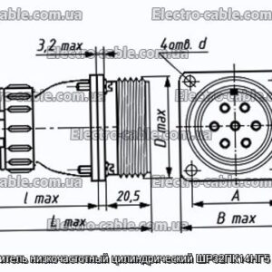 Соединитель низкочастотный цилиндрический ШР32ПК14НГ5 розетка - фотография № 1.