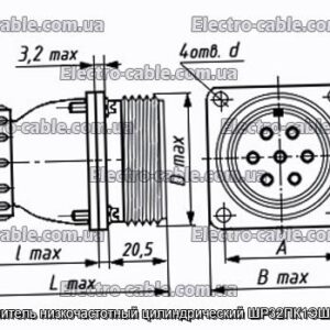 Соединитель низкочастотный цилиндрический ШР32ПК1ЭШ5 вилка - фотография № 1.