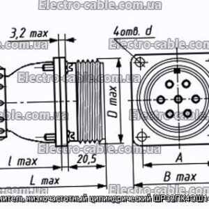 Соединитель низкочастотный цилиндрический ШР32ПК4ЭШ14 вилка - фотография № 1.