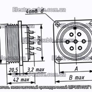 Соединитель низкочастотный цилиндрический ШР36П10ЭГ1 розетка - фотография № 1.