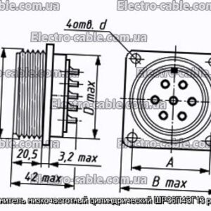Соединитель низкочастотный цилиндрический ШР36П4ЭГ13 розетка - фотография № 1.