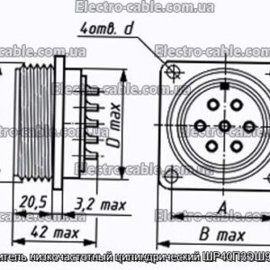 Соединитель низкочастотный цилиндрический ШР40П3ЭШ9Н вилка - фотография № 1.