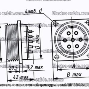 Соединитель низкочастотный цилиндрический ШР55П6ЭШ6 вилка - фотография № 1.