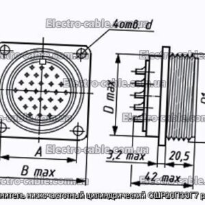 Соединитель низкочастотный цилиндрический СШР20П3ЭГ7 розетка - фотография № 1.