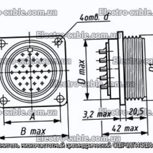 Соединитель низкочастотный цилиндрический СШР28П4ЭШ8 вилка - фотография № 1.