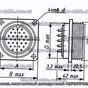 Соединитель низкочастотный цилиндрический СШР28П7ЭШ9 вилка - фотография № 1.