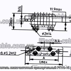 З&#39;єднувач низькочастотний прямокутний РП10-15 розетка - фотографія №1.