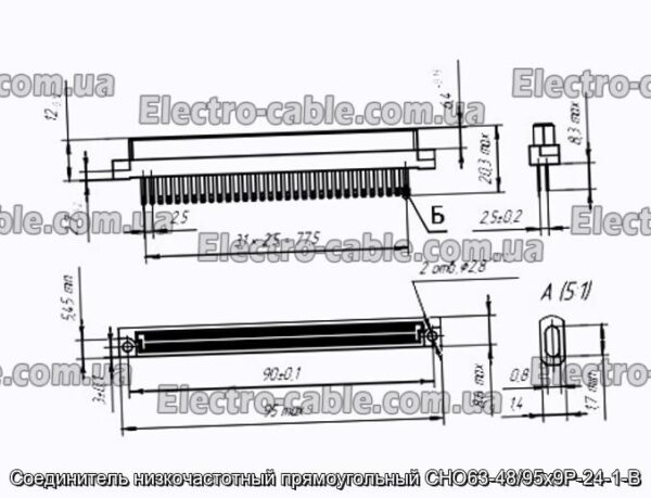 З&#39;єднувач низькочастотний прямокутний СНО63-48/95х9Р-24-1-В - фотографія №1.