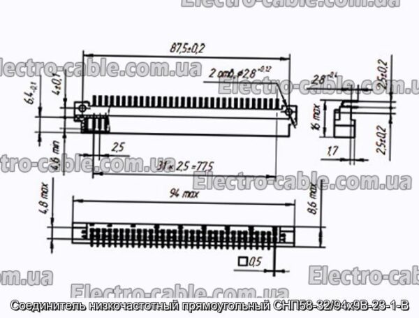 Соединитель низкочастотный прямоугольный СНП58-32/94х9В-23-1-В - фотография № 1.