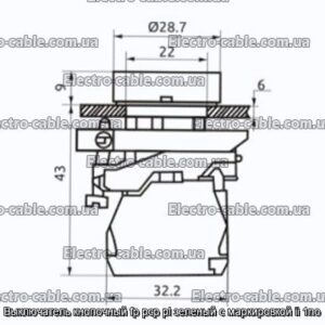 Выключатель кнопочный fp pcp pl зеленый с маркировкой і 1no - фотография № 2.